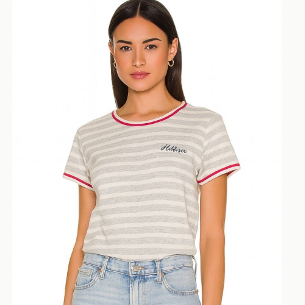 Tommy Hilfiger Striped Nautical T Shirt in Gray and White Stripe EUC Size XL